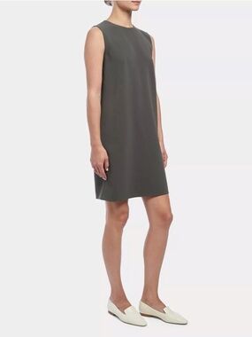 THEORY • Column Shift Dress in Green Slate